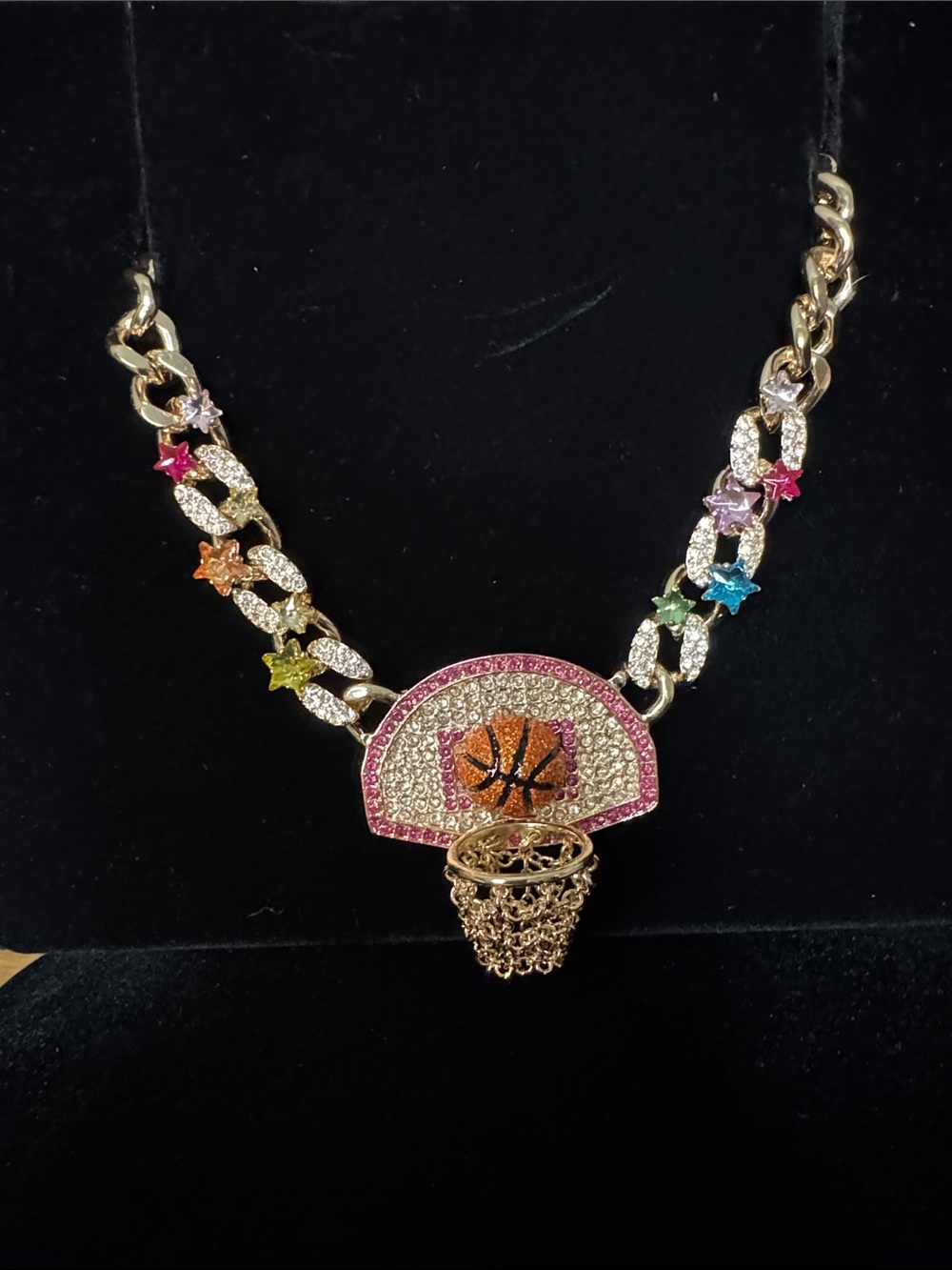 Betsey Johnson Nothing But Net Basketball Necklace